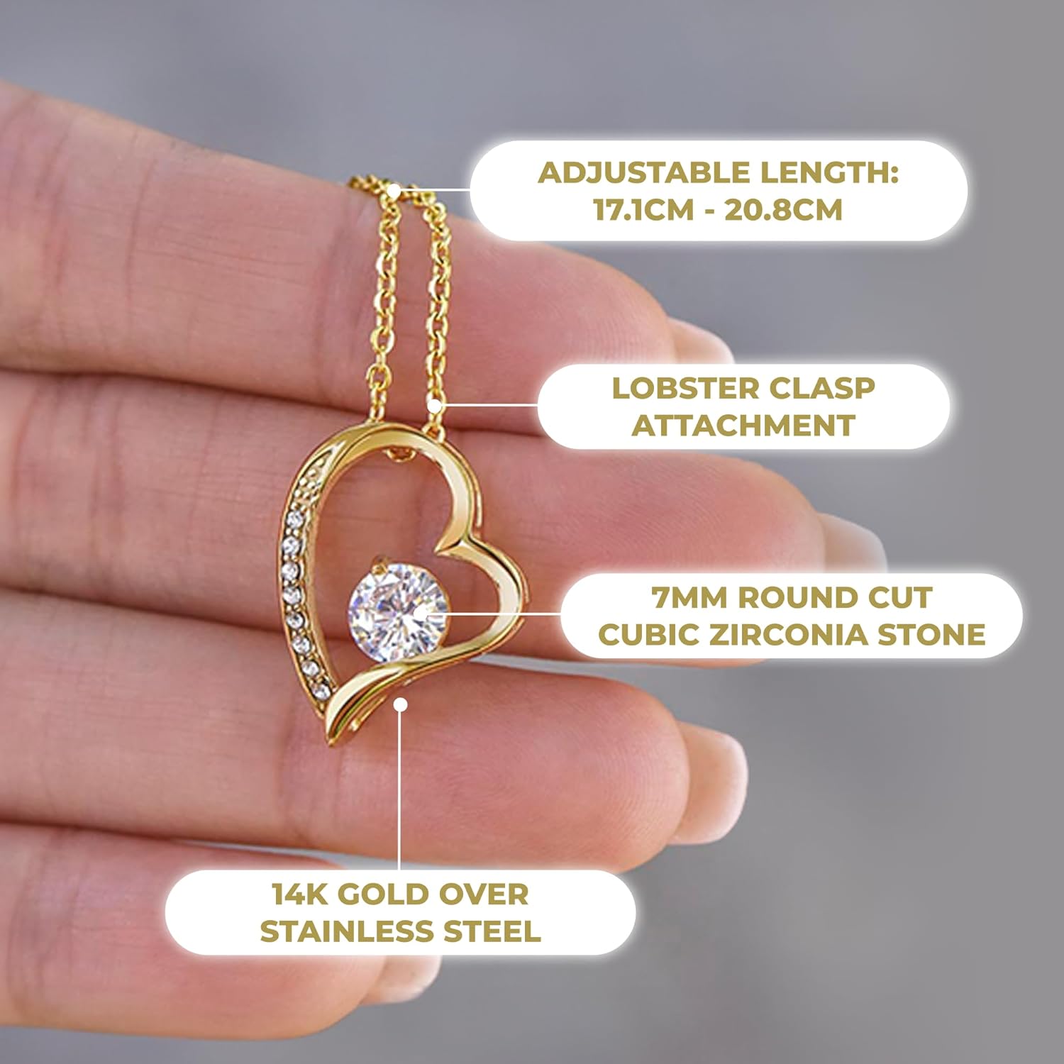 LUXUS™ To My Beautiful Daughter – Heart Necklace, Inspirational Jewelry for Daughter, Gift from Father, Empowering Message Necklace in 18K Gold Finish - Image 4