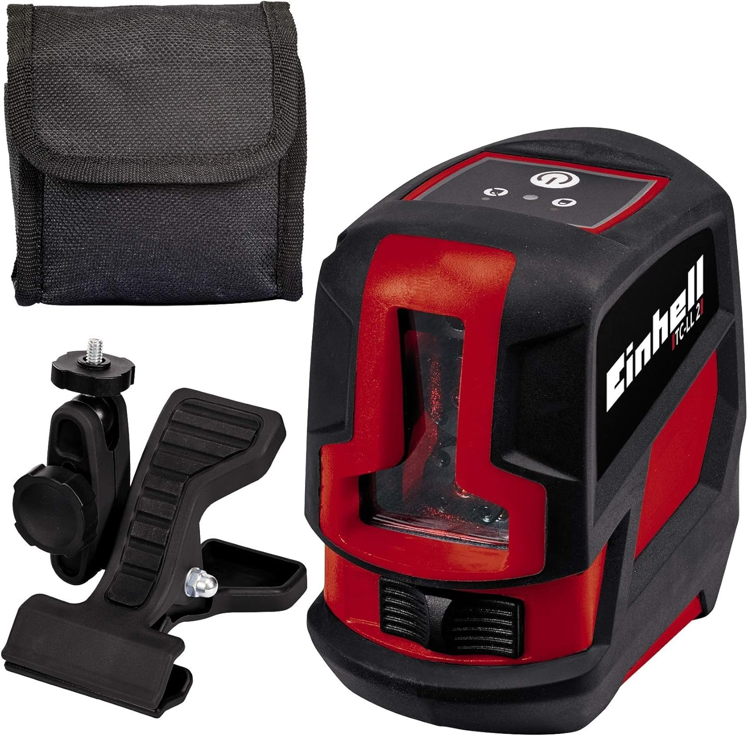 Einhell Niveau laser croix TC-LL 2 (Portée 8 m, Projection facile d'une croix laser, Niveau à bulle digital) Livré avec pince universelle et sacoche de rangement