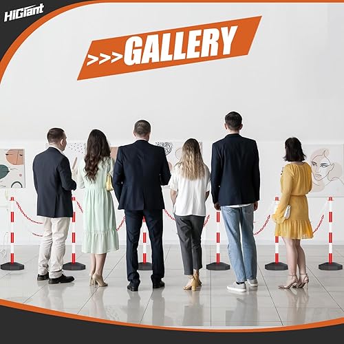 Miniatura 9 de HiGiant Paquete de 6 conos de delineador expandibles con base rellenable, barreras de seguridad de tráfico portátiles, puntal de cadena de plástico