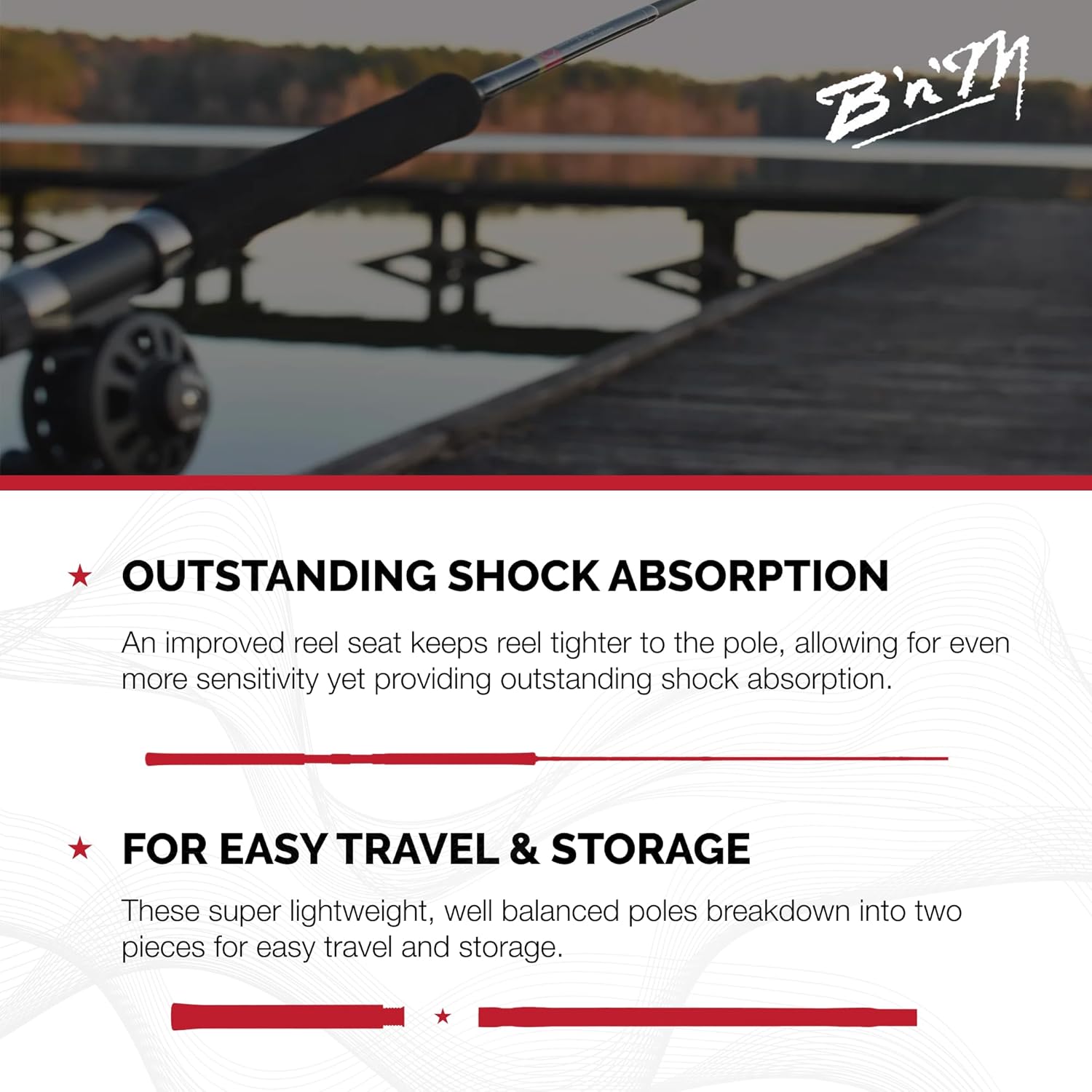 B&M DIA122 12 ft. Diamond Jig Fishing Pole - 2 Piece