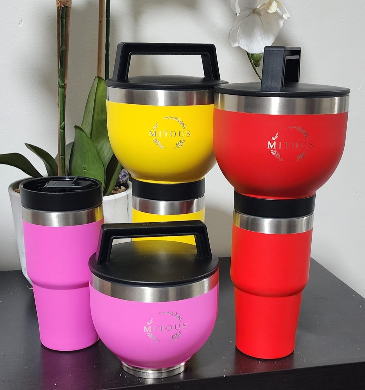 Assembly Tumbler and Bowl Set Stainless Steel Vacuum Double Wall Insulated Set of 50oz (Pink)