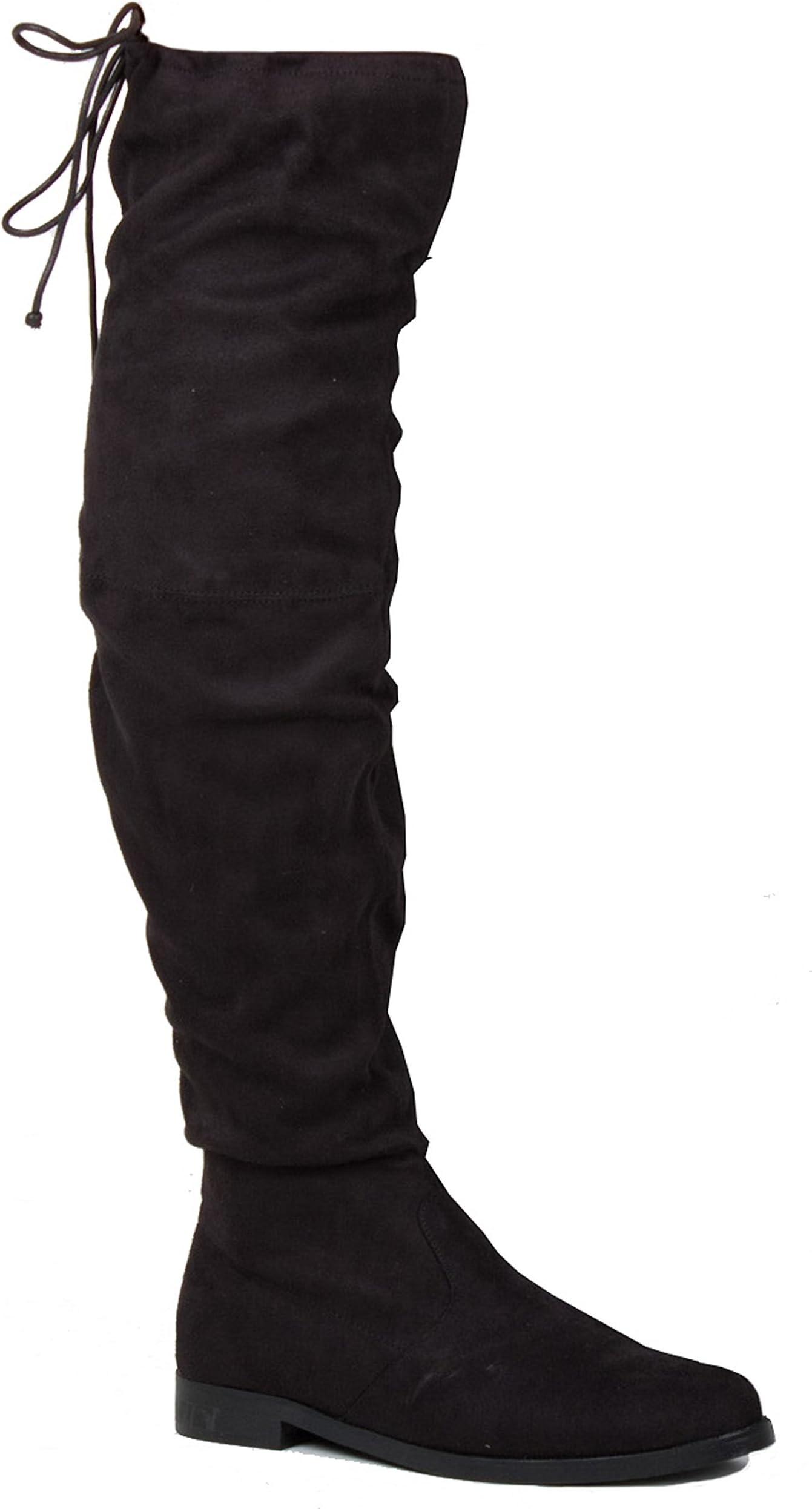 WOMENS LADIES THIGH HIGH OVER THE KNEE FLAT LOW HEEL STRETCH BOOTS SIZE
