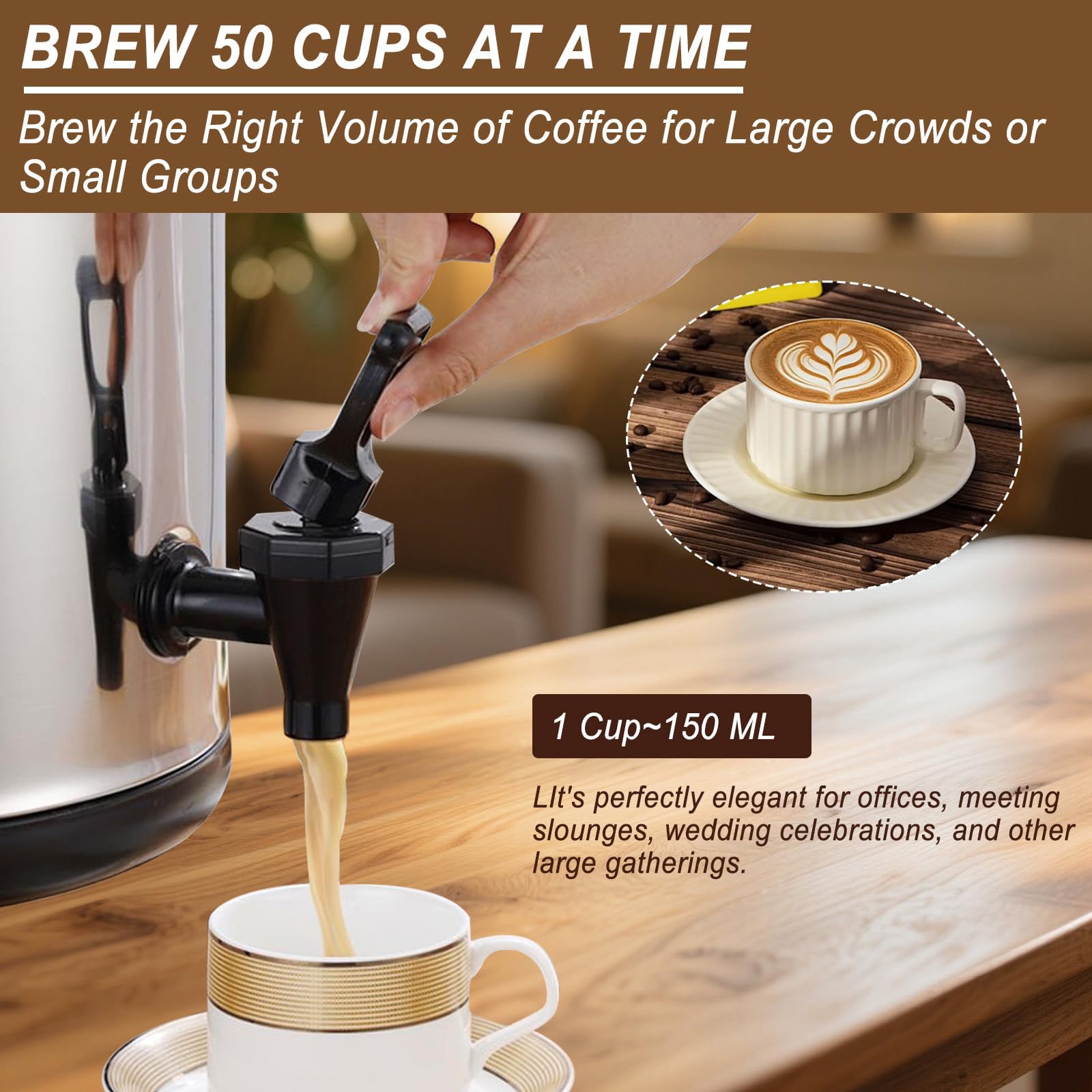 Dispensador de bebidas de acero inoxidable, urna térmica aislada, urna de café y caldera de agua caliente con espiga para bebidas frías y calientes, fiestas, oficina y catering