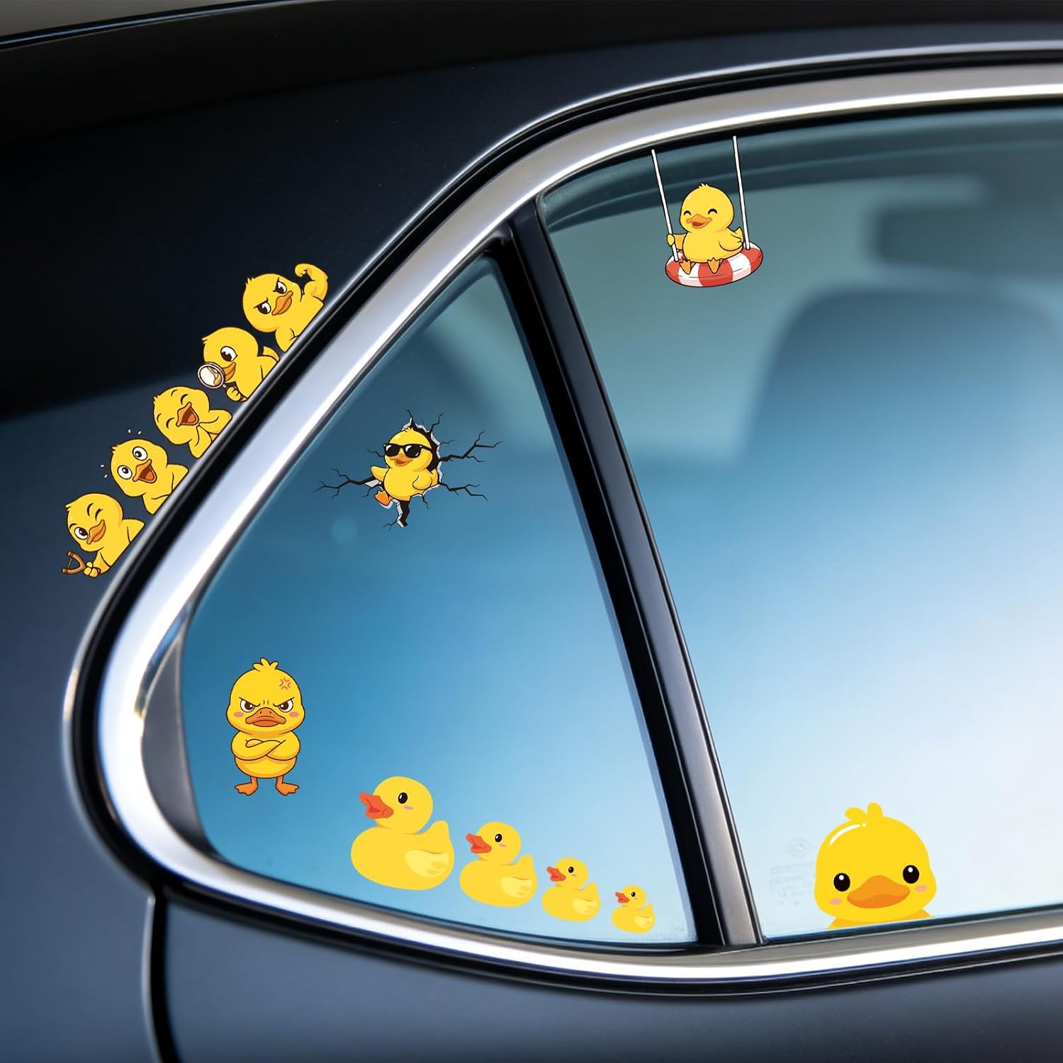 Duck Rearview Mirror Decal - 8 Pcs Rubber Duck Car Stickers Accessories, Funny Animals Car Window Sticker, Rearview Mirror Sticker for Laptop Water Bottle image 5