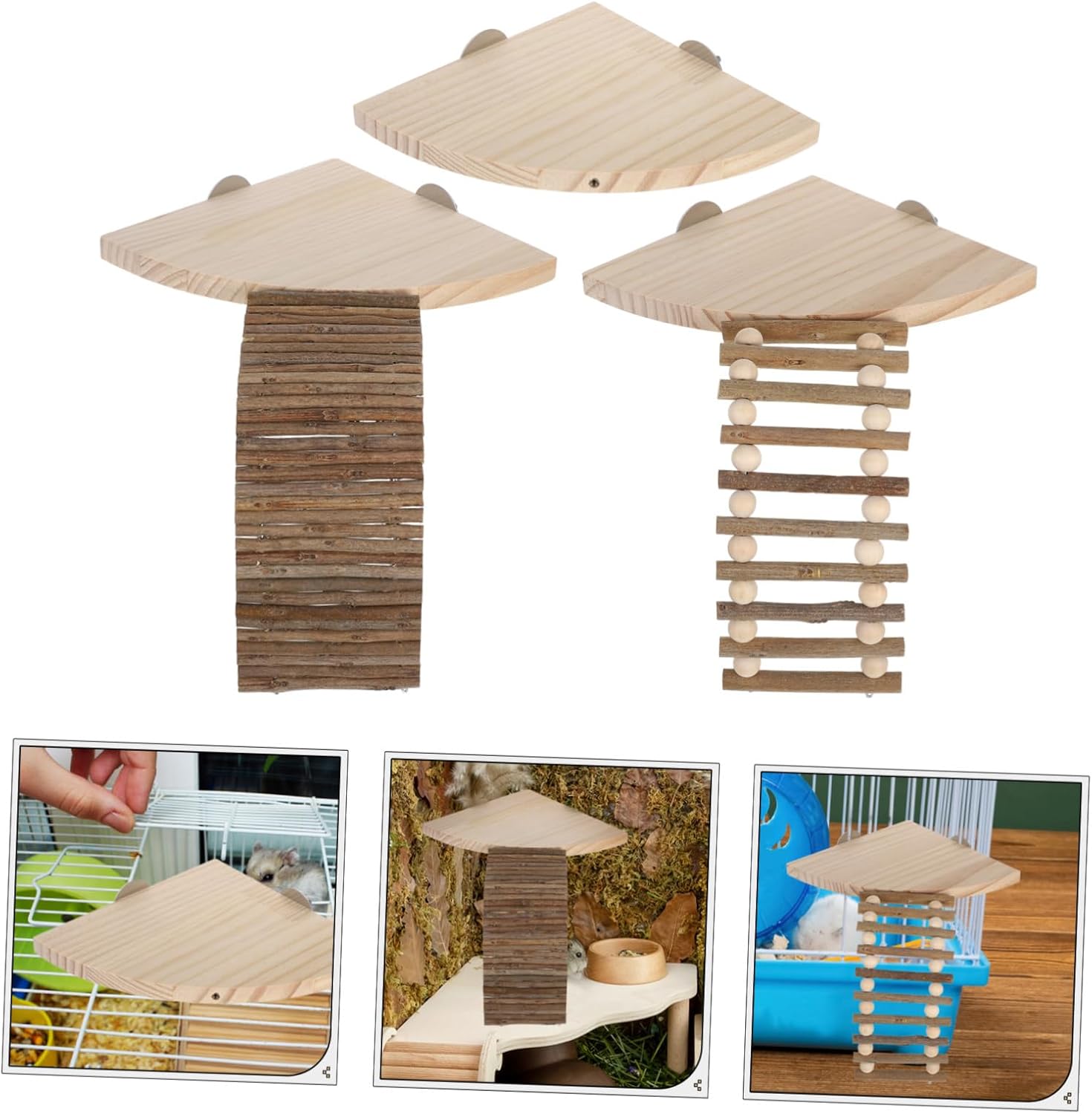 GANAZONO 1 Set Wooden Hamster Playground with Climbing Ladder Pet Activity Platform for Small Animals Enhances Cage Aesthetics Secure Climbing Experience for Gerbils Guinea Pigs and More