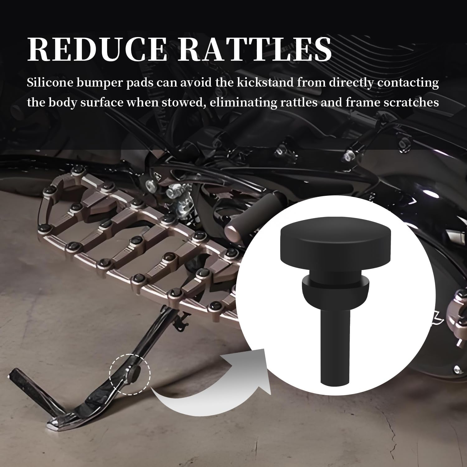 Kickstand Bumper Pad Replacement HD# 50245-07,Silicone Kick Stand Bumper Pad Compatible with Harley Road Glide Street Glide,Resilient Kickstand Pads Motorcycle Accessories