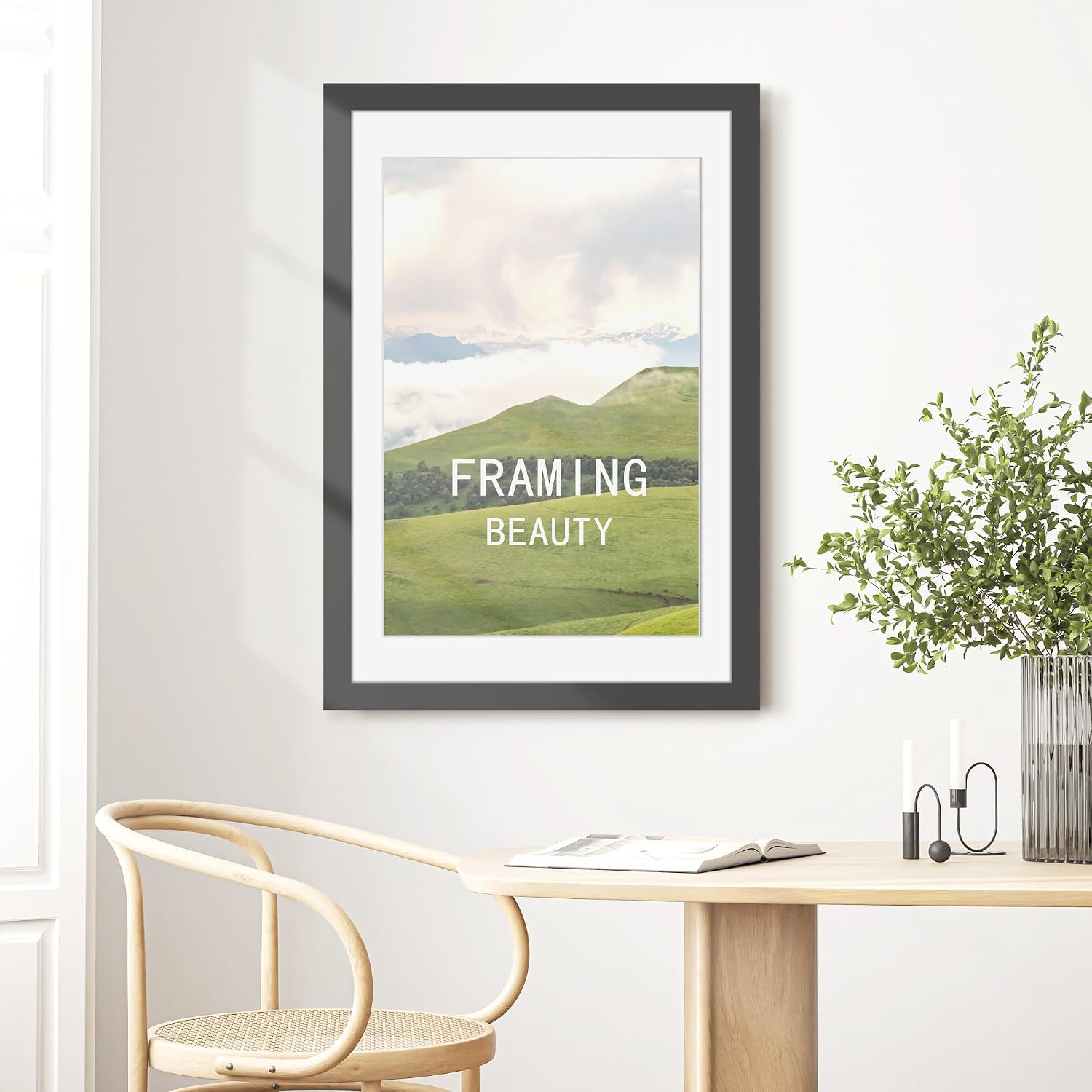Picrit 24x36 Picture Frame 3 Pack, Black Poster Frame, Display Poster 20 x 30 with Mat or 24 x 36 without Mat for Horizontal or Vertical Wall Mounting