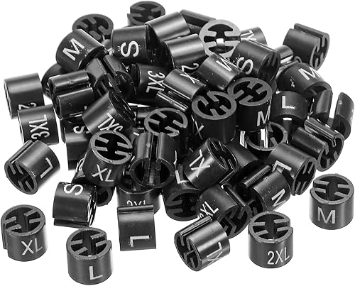 PATIKIL Marcador de ropa para colgar ropa, talla S, M, L, 2XL, 3XL, para codificación de colores, negro, paquete de 180