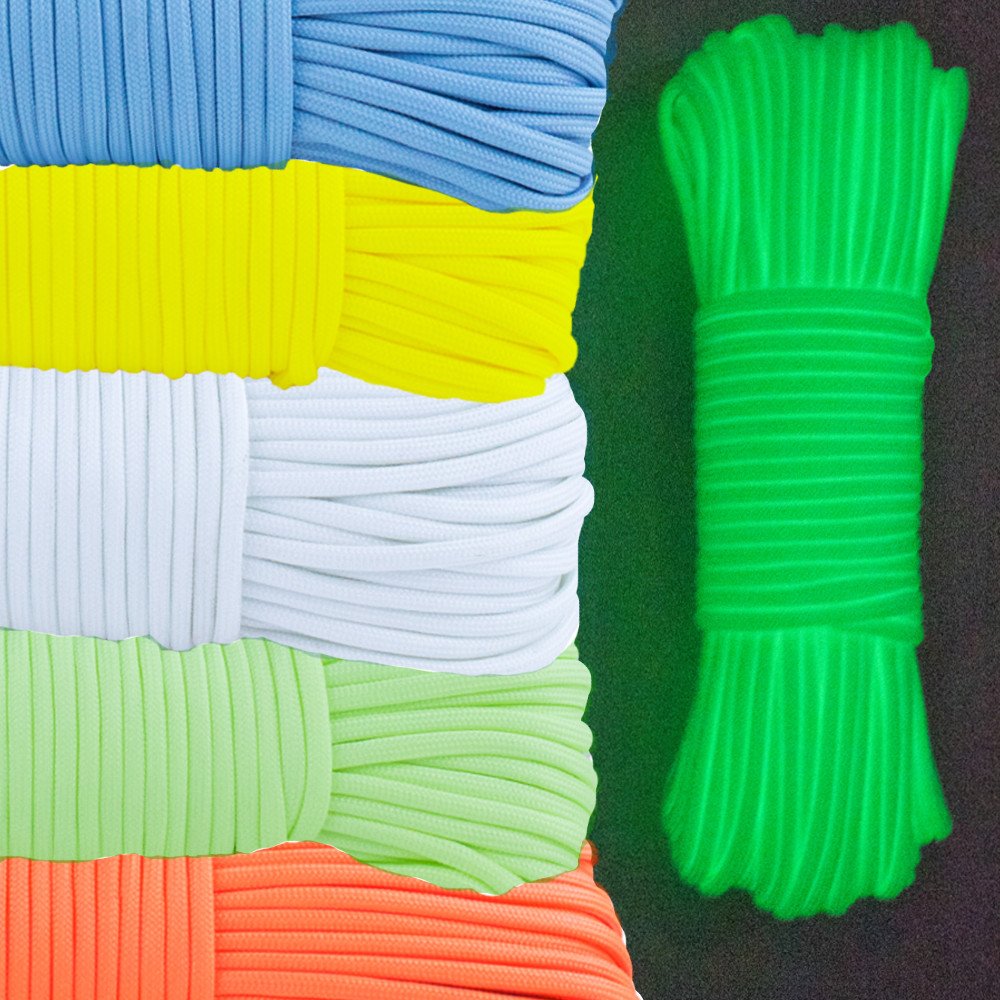 Glow in The Dark Zesty 21 Strand 550 Luminous Paracord Parachute Rope Cord, Ghost White, 25 feet - Image 4