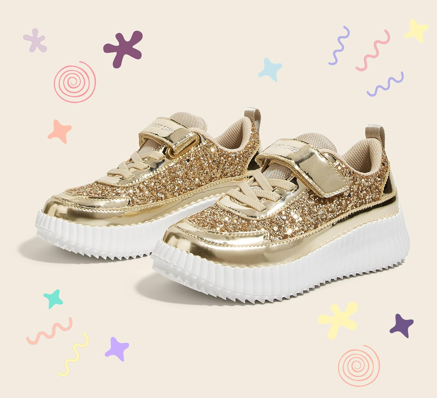 LUCKY STEP Kid's Glitter Running Sneaker Sparkly Braided Shiny Bling Princess Shoes School Athletic Walking Shoes for Children/Boys/Girls - Image 8