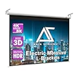 Akia Screens 104 inch Motorized Projector Screen Drop Down 4:3 Remote Controlled, Ceiling Mount or Wall Mount Retractable Projection Screen with 10 inch Bracket White, AK-MOTORIZE104VW and AK-ZLB10W