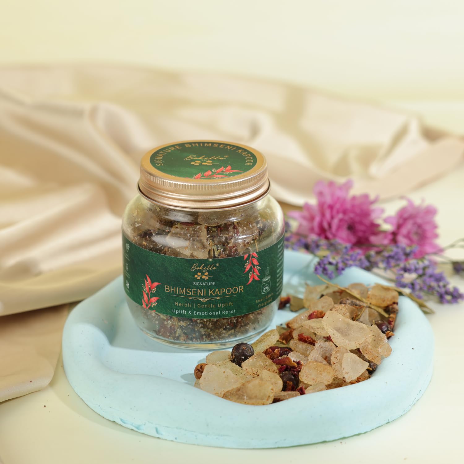 Boketto Life Pure Original Bhimseni Camphor Kapoor Mix -Neroli - 150gms | for Puja Aromatherapy | Refreshing Fragrance Neutralizes Negative Energy | Diffuser & Mosquito Repellent | Pacha Karpooram 3