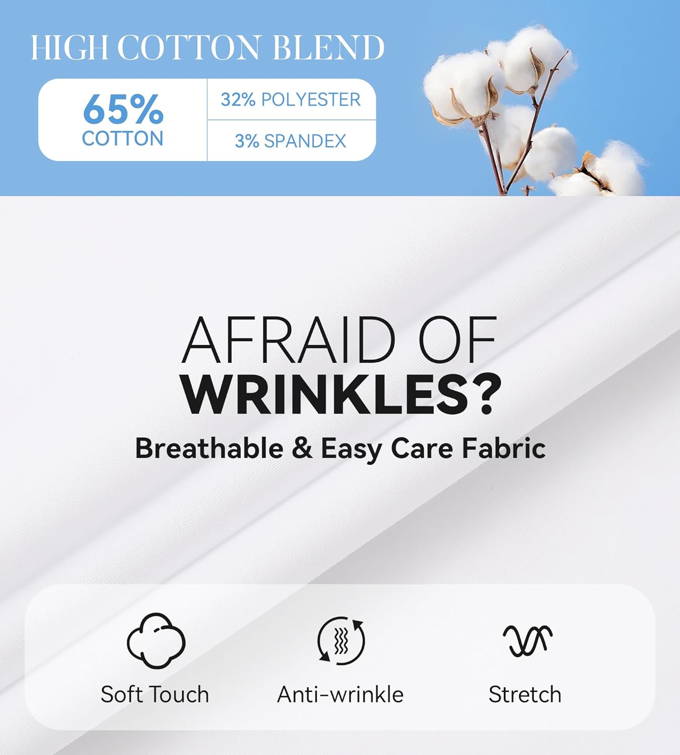 Esabel.C Womens Dress Shirts Cotton Long Sleeve Regular Fit Stretch Button Down Blouse - Image 4