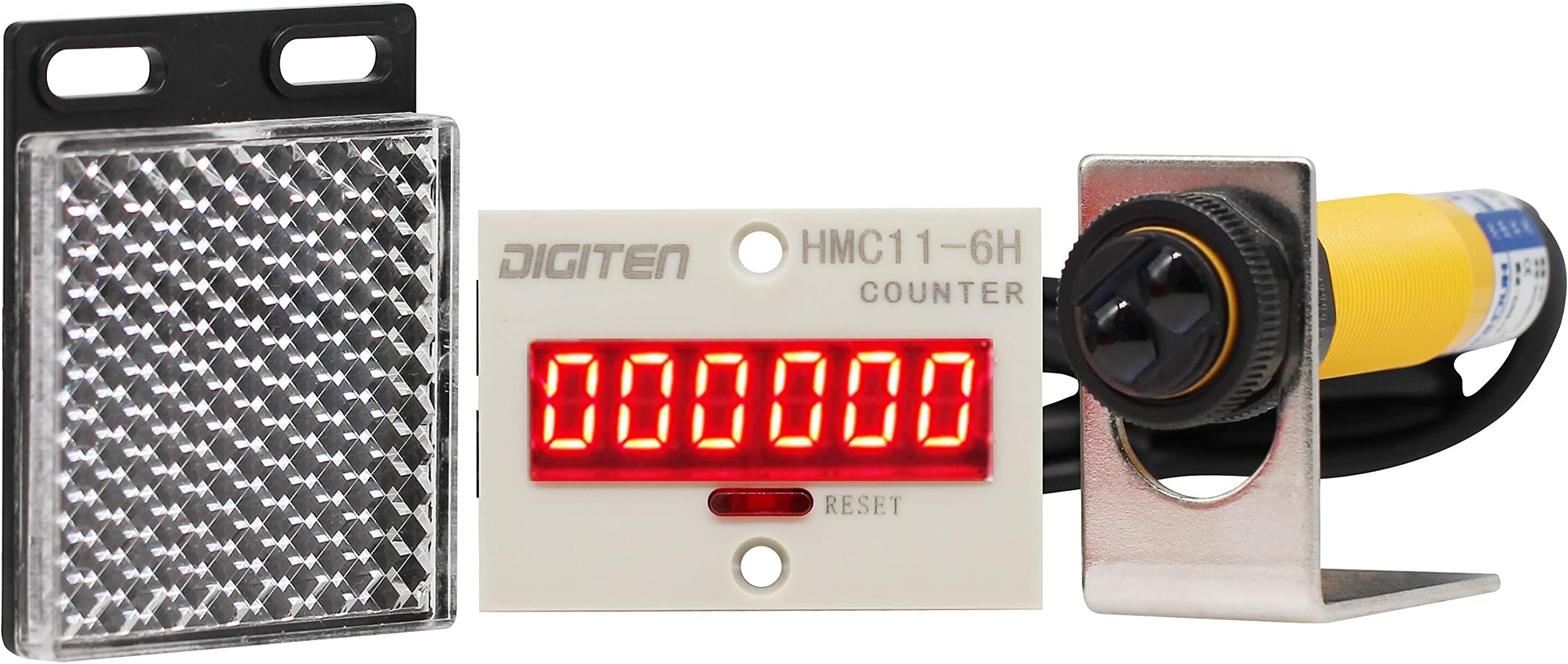 DIGITEN 0-999999 12-24VDC Digital LED Counter +PhotoElectric Switch Sensor +Reflector Automatic Conveyor Belting