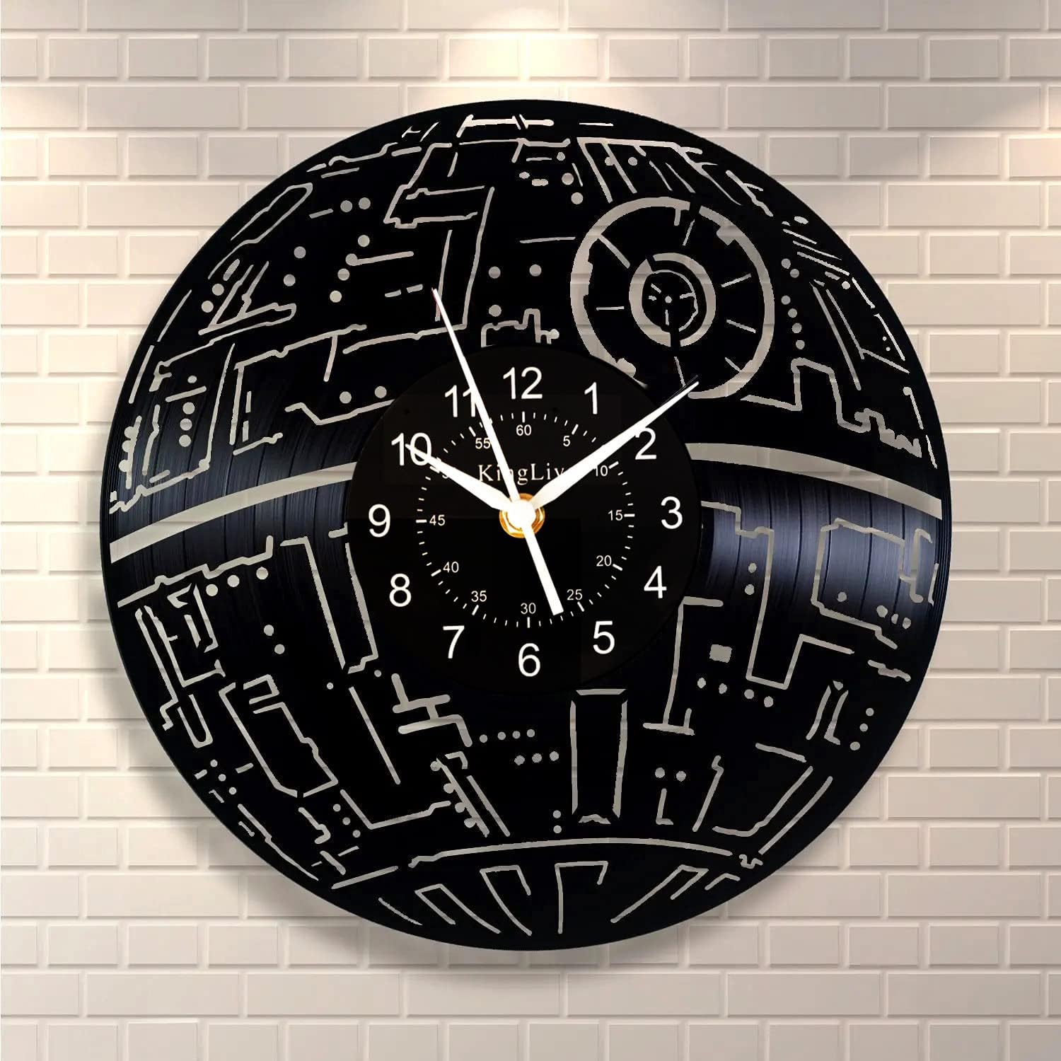 KingLive 12-Inch Vinyl Wall Records Planet Clock Vintage Creative DIY Design Clock Movie Characters Design Wall Clock Backlit Wall Clock Movie Ideal Gifts for Kids and Friends