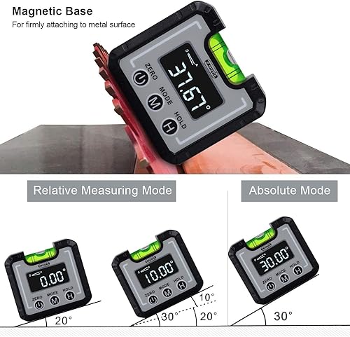 Miniatura 22 de Medidor de ángulo digital y transportador, buscador de ángulo digital eOUTIL - Caja de nivel con base magnética para carpintería, sierra de mesa