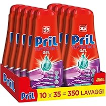 Pril Gel All in One Igiene, Detersivo Lavastoviglie Liquido con Bicarbonato, Multi-Azione Sporco Difficile, confezione risparmio 10 flaconi da 35 Lavaggi (350 lavaggi)