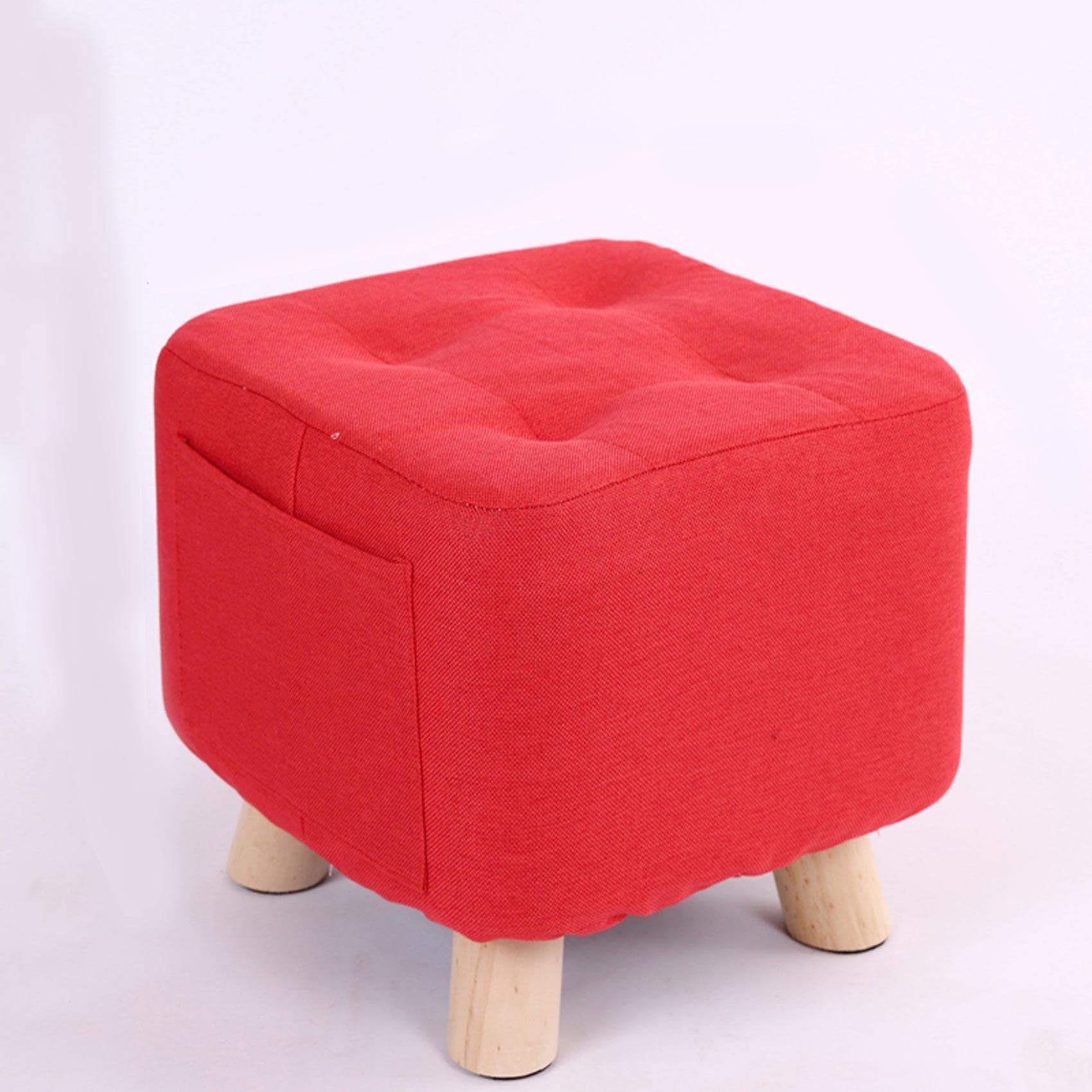 Pouf en lin rouge de qualité supérieure, tabouret de repos carré