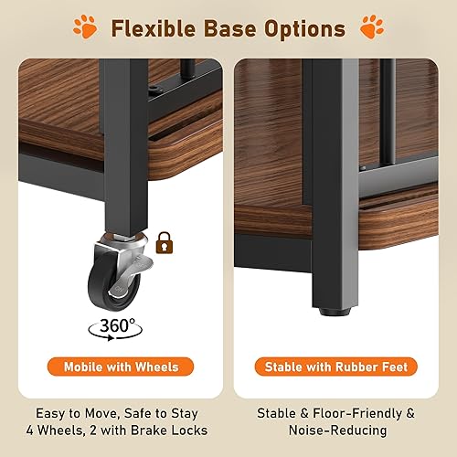 Miniatura 5 de Muebles de jaula para perros, 41 pulgadas, de madera, para interiores con puerta delantera deslizante, aberturas multilaterales y ventana