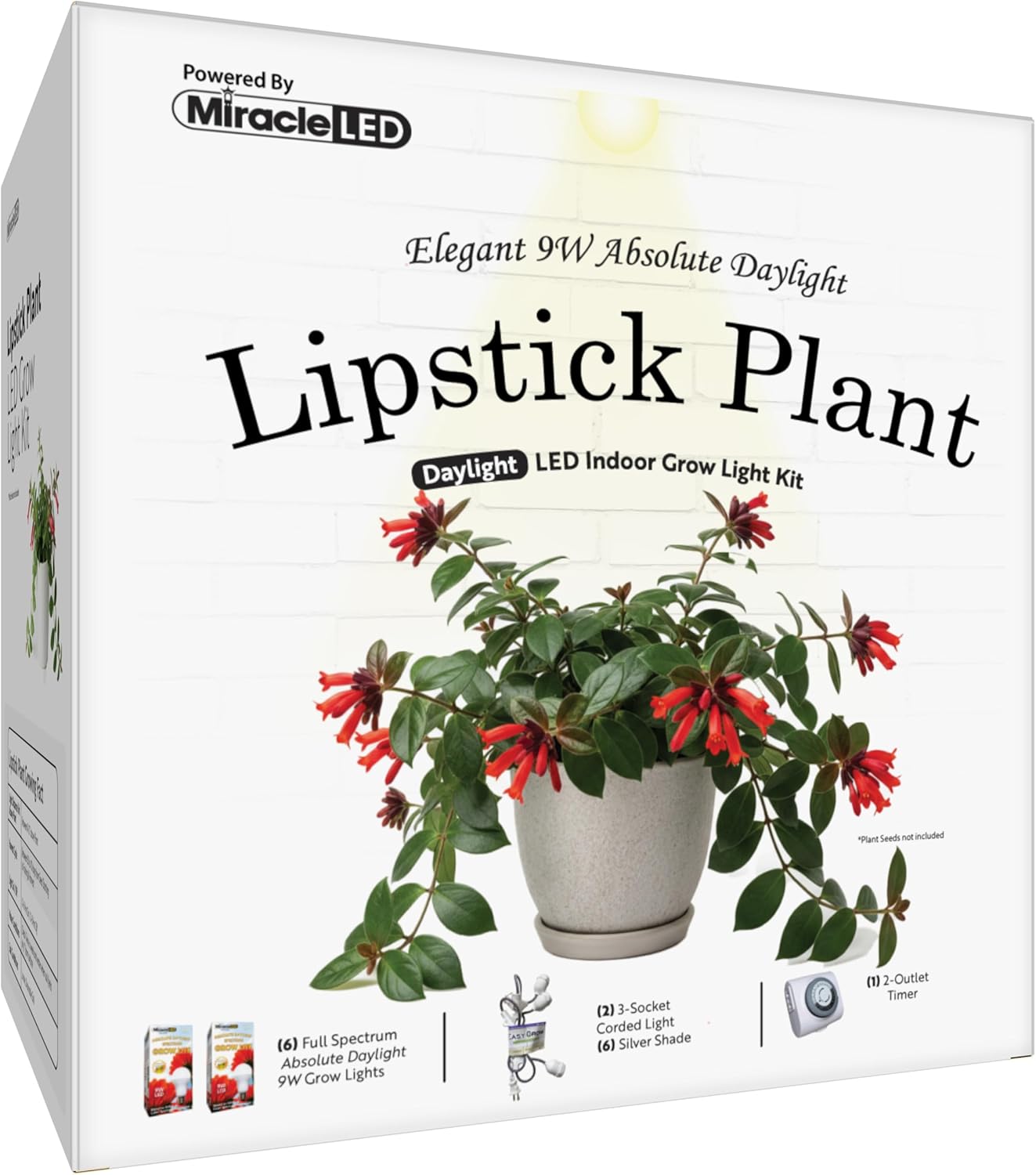 Miracle LED Elegant Lipstick Plant Grow Light Kit 3-Socket Full Spectrum (2- Pack)
