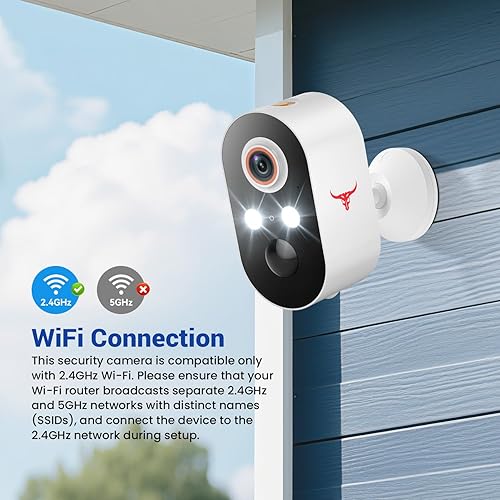 Miniatura 4 de Cámara de seguridad inalámbrica de 1080p, solo Wi-Fi de 2.4 GHz, visión nocturna a color, detección humana AI, detección de movimiento PIR,