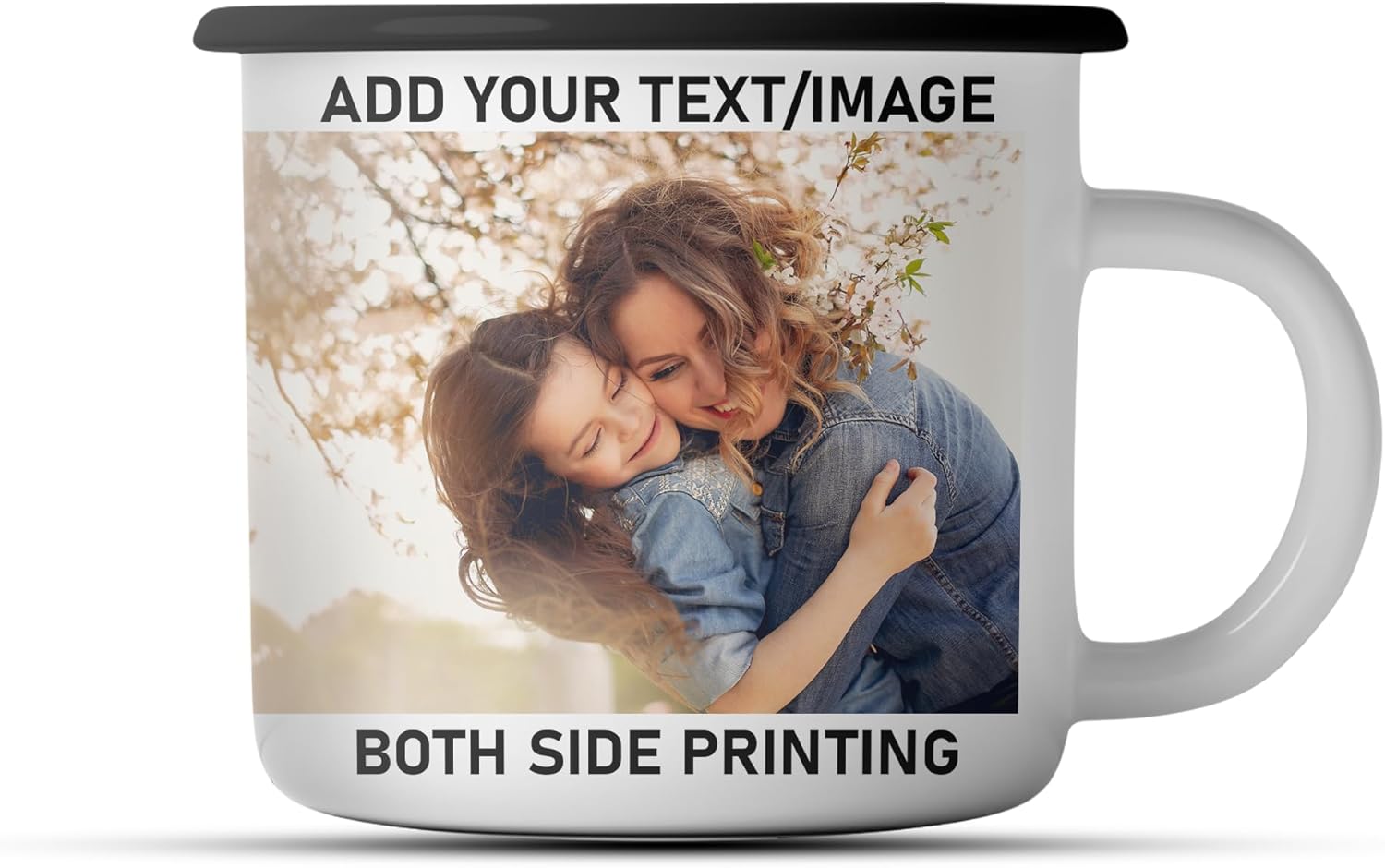 Custom 13oz Campfire Coffee Mug Personalized Photo Mug with Image Logo Name Text Customized Taza Personalizadas Gifts Friend Birthday Anniversary (Black Rim)