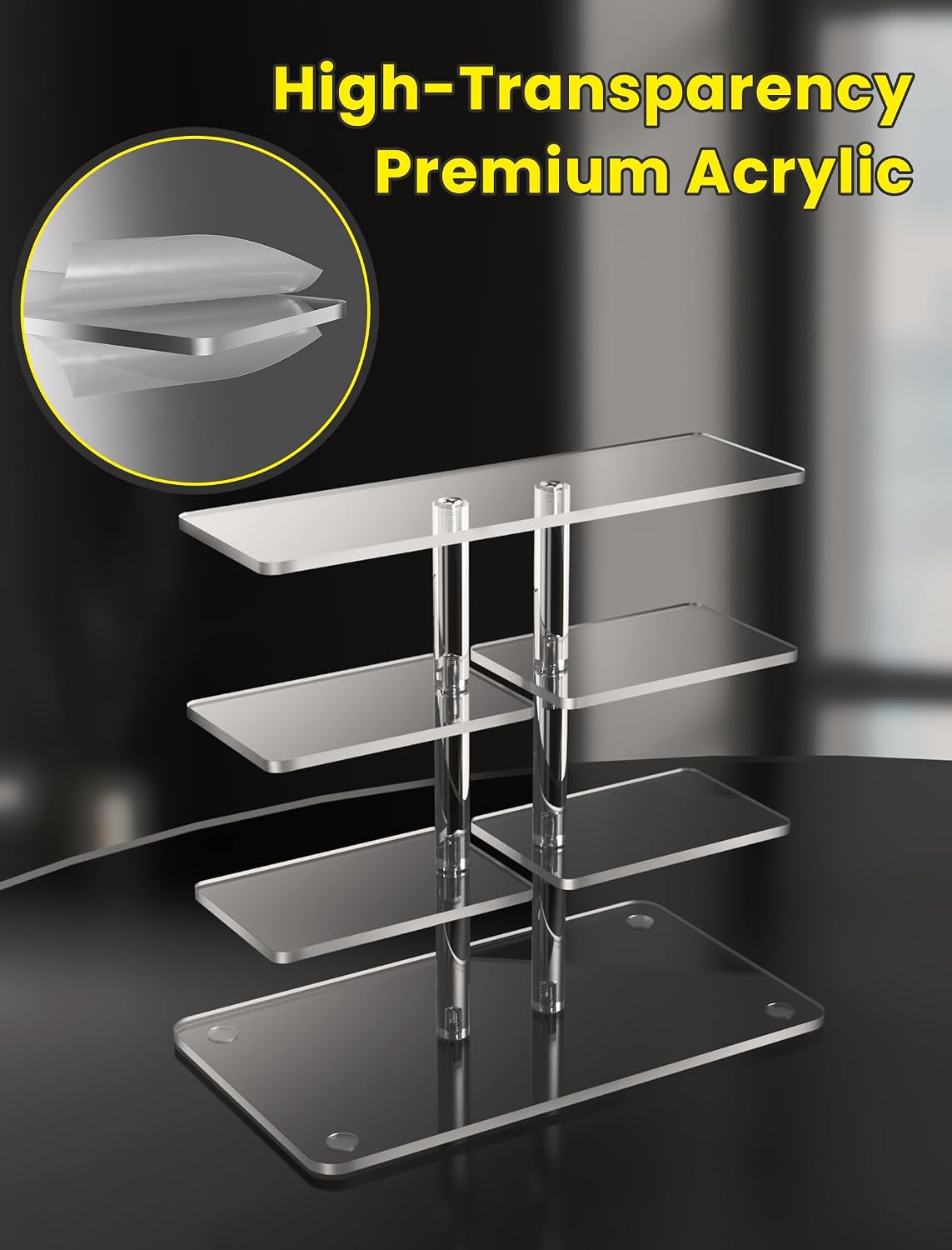 NiHome Display Stand for Lego Speed Champions, 4-Tier Acrylic Garage, Clear