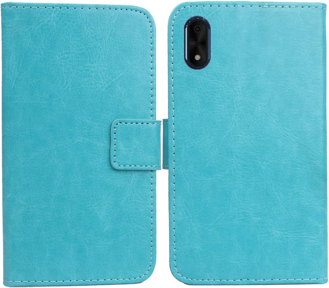 Tnviud PU Flip Leather Case For IMO Q4 Pro 2021 / IMO Q5 5.5 inch Wallet Folder Folio TPU Silicone Cover Skin Protection Protector Shell Book-Style (Blue)