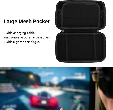 Hard Carrying Case for New 2DS XL/2DS LL/New 3DS/3DS Console, Protective Travel Case Pouch with 8 Game Slots, Water Resistant PU Shell, Shockproof EVA Case for Console Ac