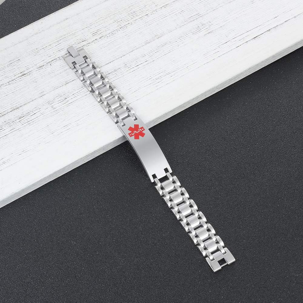 Personalized Mens Stainless Steel Bracelet Custom ID Tag Bracelets for Men Bracelets Wristband Bangle Jewelry for Boyfriend Dad