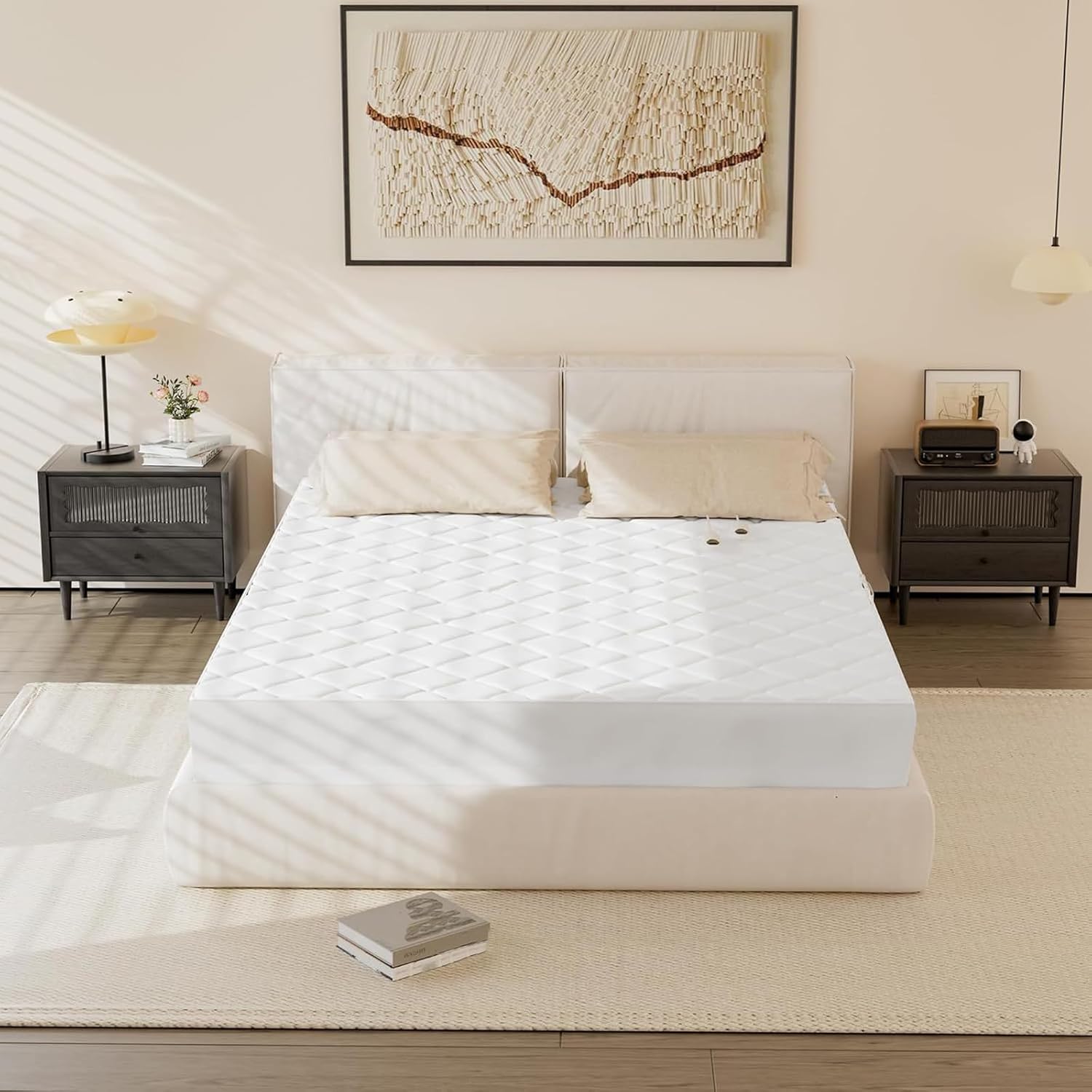 Electric Heated Mattress Pad Queen Size with 10 Heat Settings 2-4-8H Auto Off Soft Coral Velvet Bed Warmer Heated Mattress Pad with 13FT Long Cord for Year-Round Comfort (74.8 * 53.9")