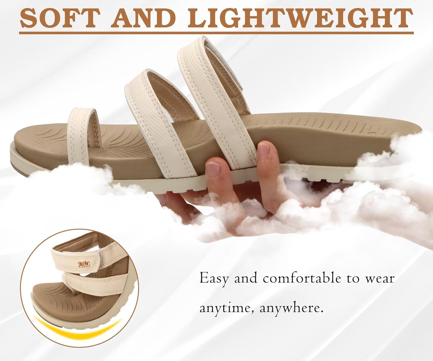 KuaiLu Womens Slides Sandals with Plantar Fasciitis Arch Support Fashion Comfort Adjustable Flat Sandals Ladies Lightweight Orthotic Slip on Sandals - Image 5