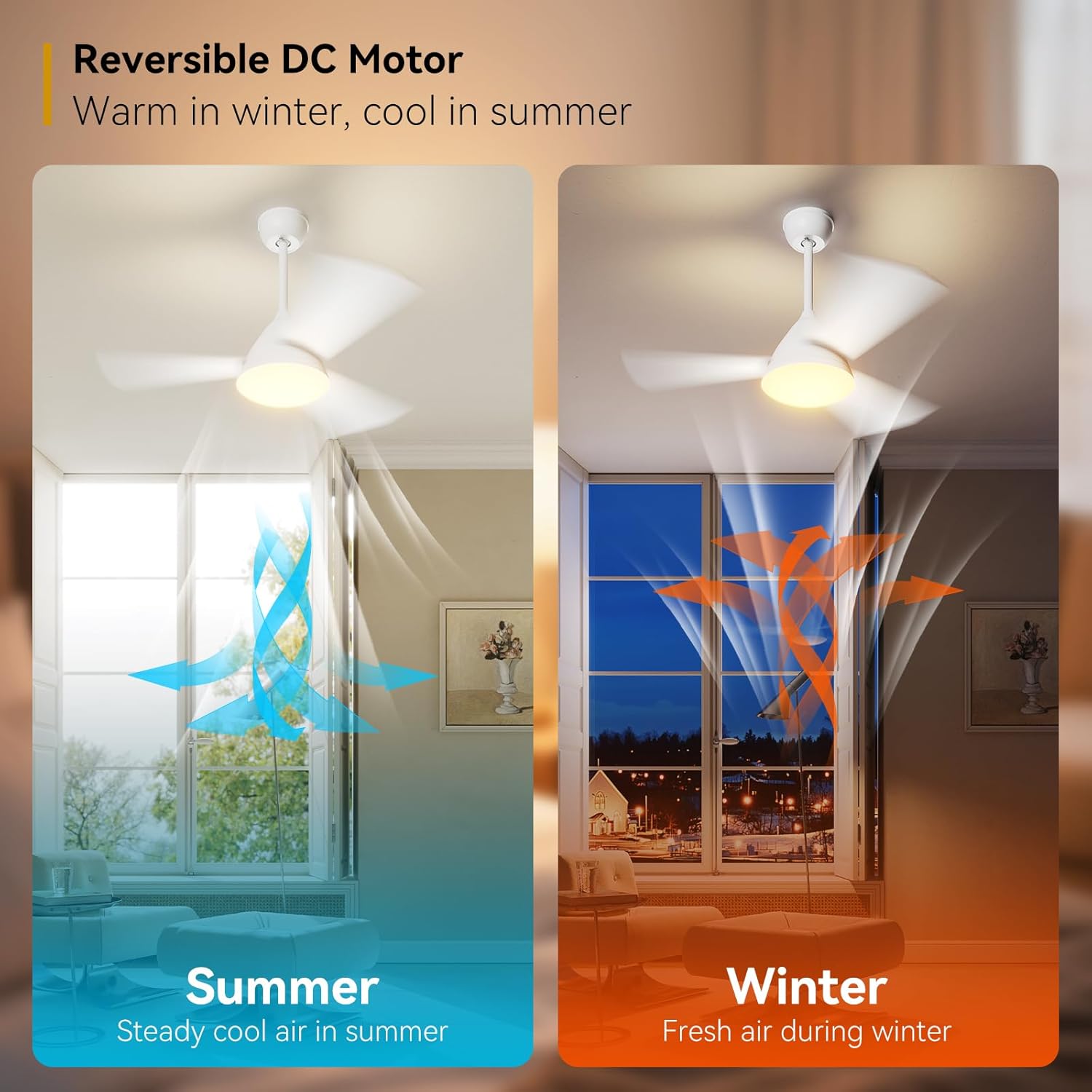 Ceiling Fans with 3CCT Dimmable LED Lights| 42 Inch Ceiling Fan with Quiet Reversible DC Motor| 6 Speed Wind Light Bulb Fan for Bedroom Living Room Kitchen Indoor Outdoor
