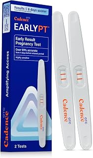 Cadence OTC EarlyPT Early Result Pregnancy Test Strips, Over 99% Accurate, Clear Results in 5 Minutes, Highly Sensitive HCG Test Strips, Detect Up to 6 Days Sooner – Pack of 2