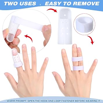 Pangda 10 Piece Mallet Finger Splints, Adjustable Plastic Braces, 5 Sizes