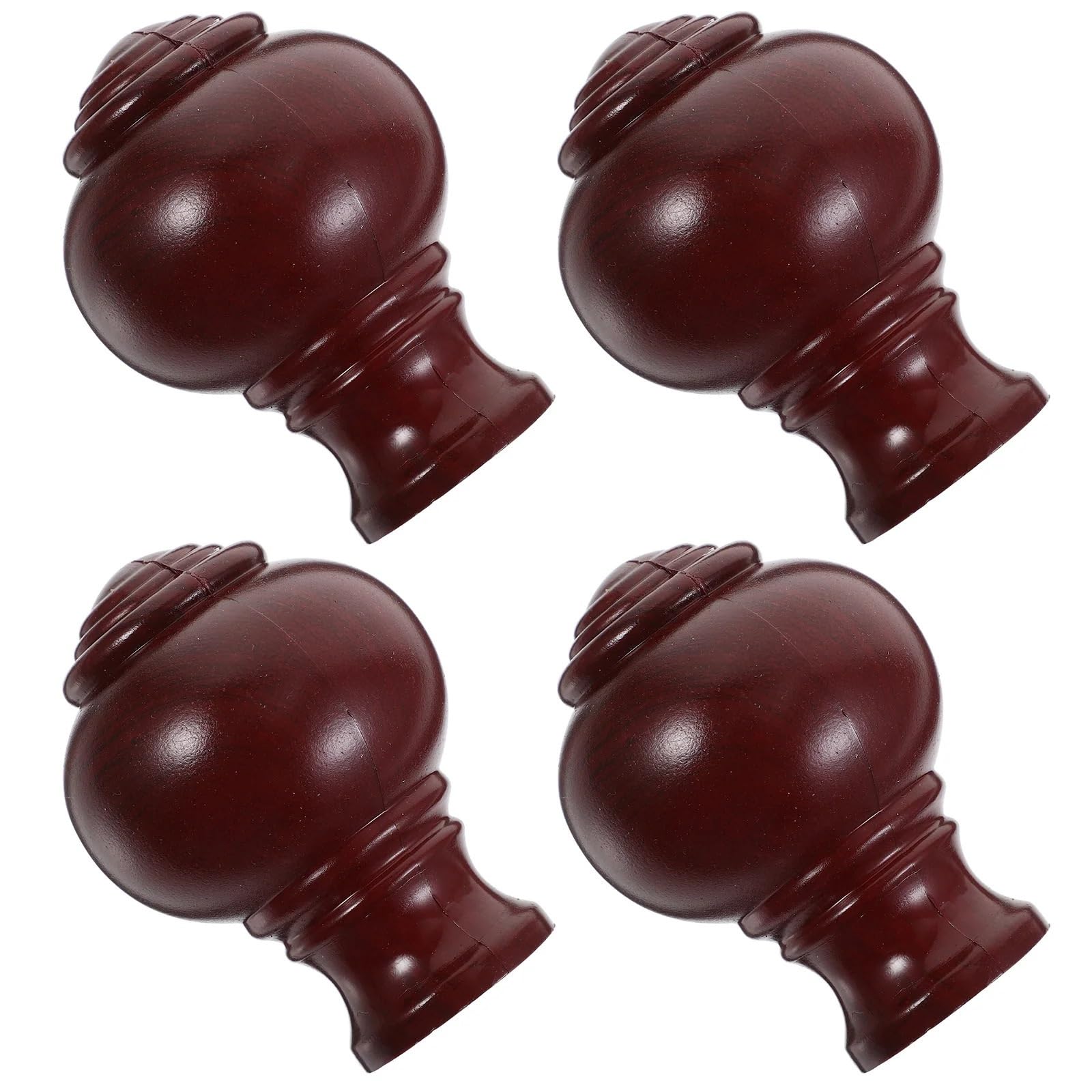 LUYSGBXR Curtain Rod Head Curtain Finials End Caps 4pcs Curtains Window Rod Fitting Decorative Finals Aluminum Wood Grain