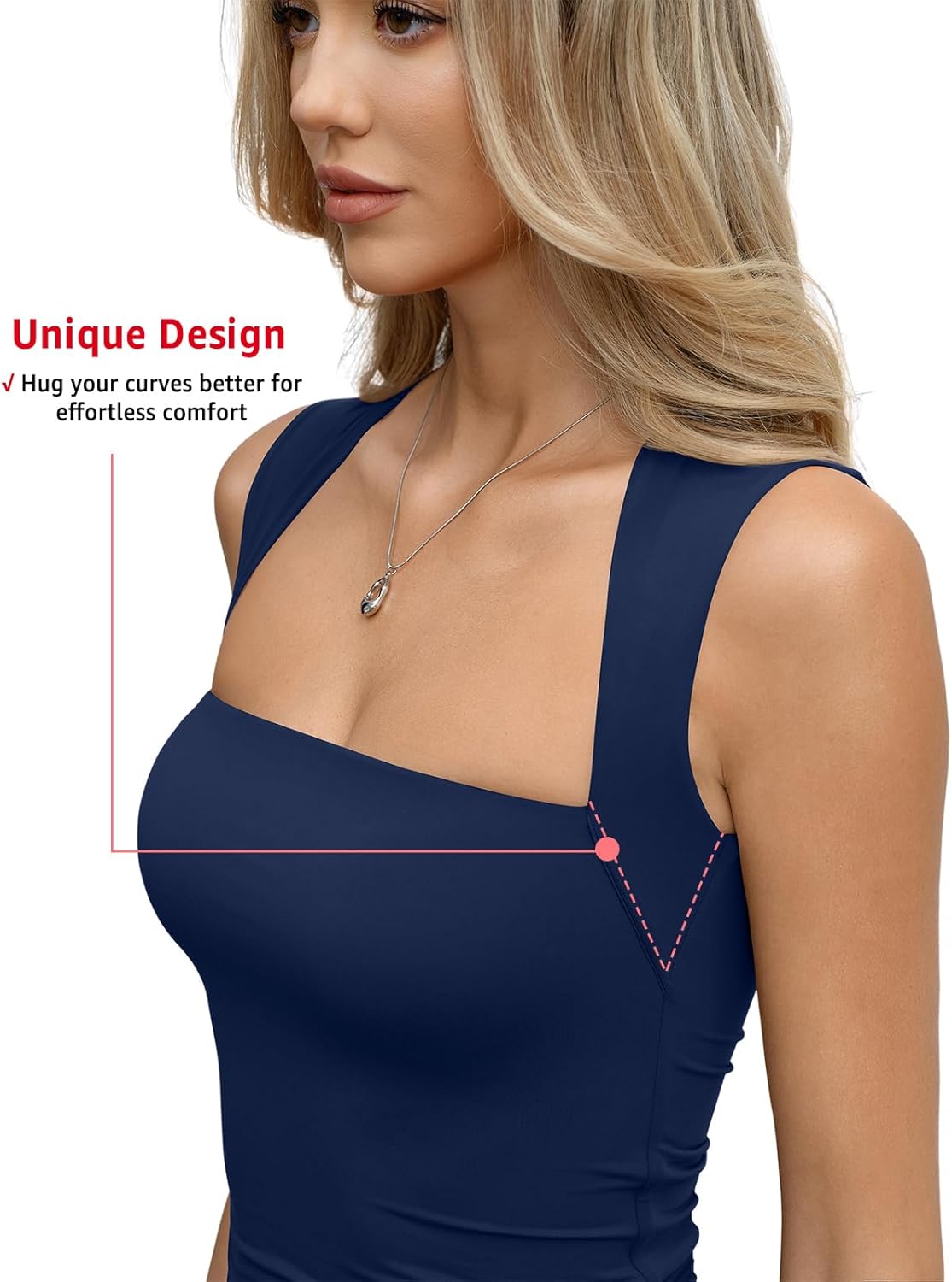 Womens Double Lined Square Neck Tank Tops Basic Slim Fit Sleeveless Shirts Y2K Summer Going Out Outfits 2026 - Image 3