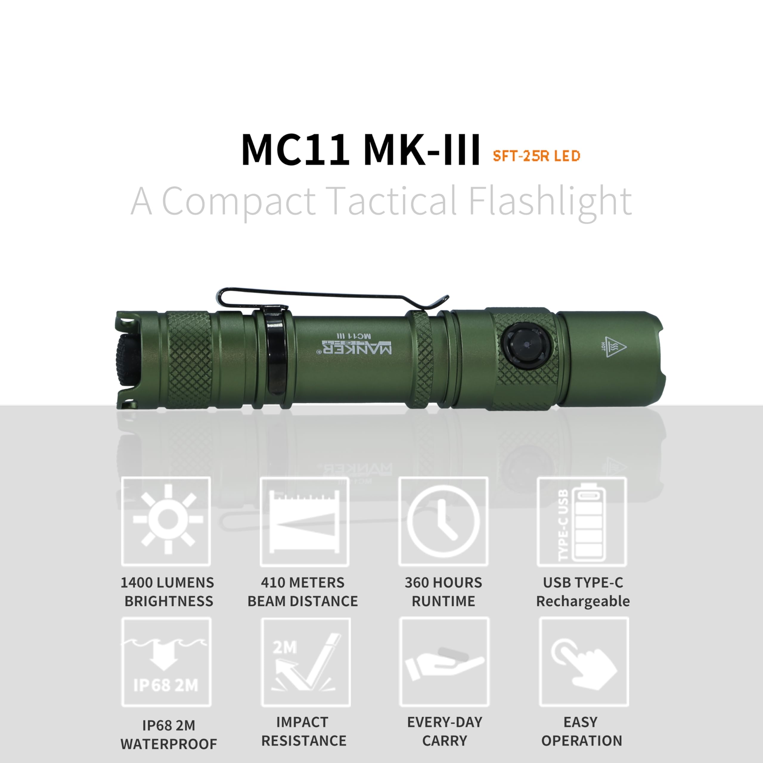 Amazon.co.jp: MANKER MC11 III タクティカルフラッシュライト、1400