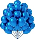 Flyloons 50 pcs Blue Silver Metallic Chrome Balloons for Birthday Decoration items celebration Anniversary Girls Boys Men Women gallery image