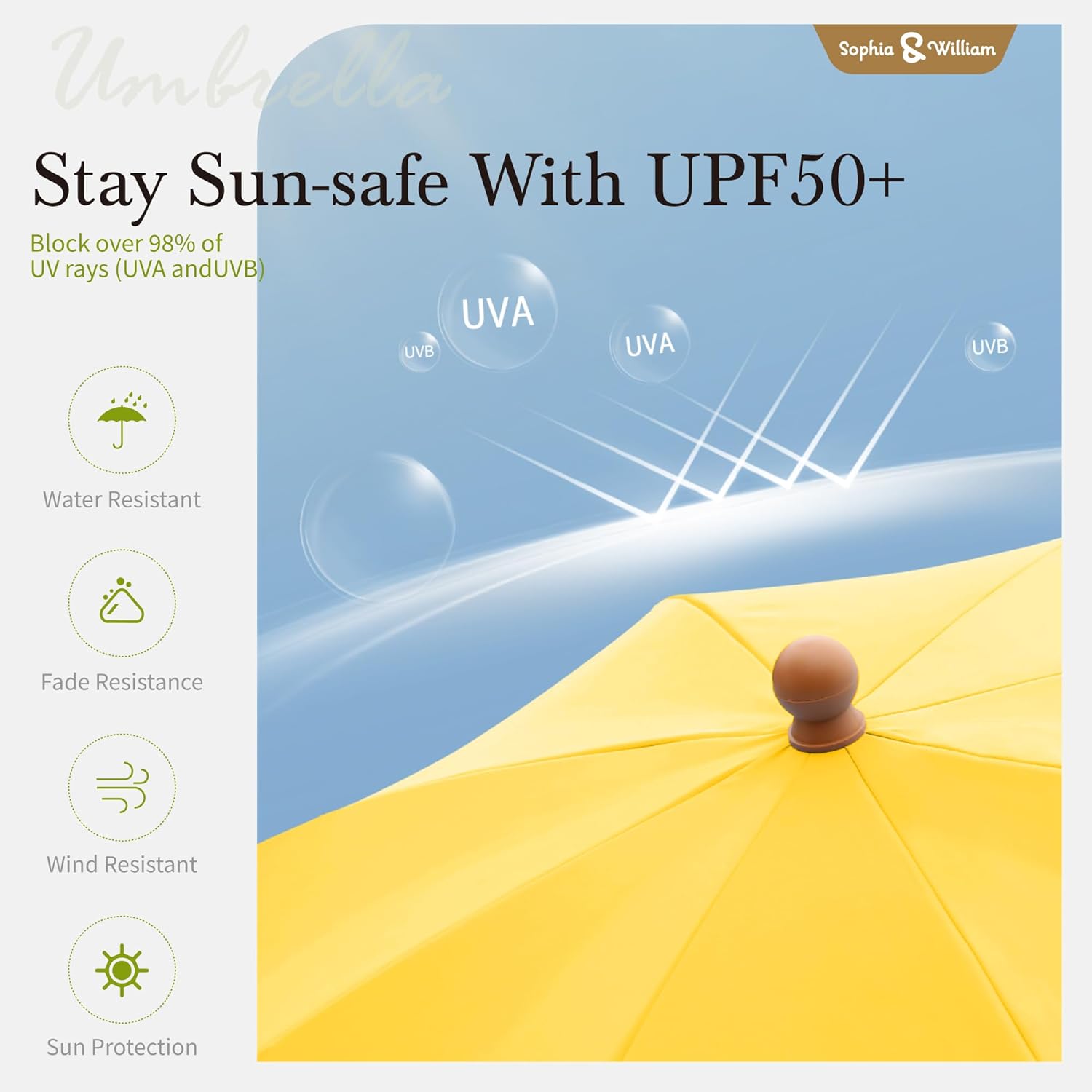 Sophia & William 7ft Outdoor Beach Umbrellas with Fringe, Portable Tilt Umbrellas for Sand, Patio, Lawn, Garden, Pool, Outing, Balcony