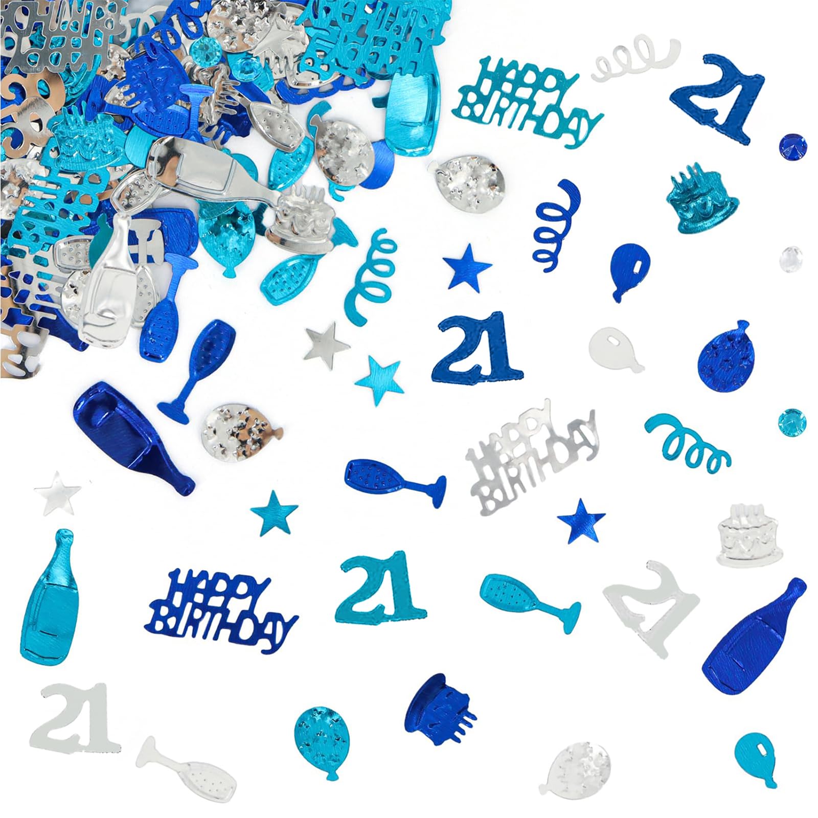 Giftota 21st Birthday Confetti (Blue Silver) 30g, Number 21 Anniversary Confetti Decoration Wedding Party Table Decorations