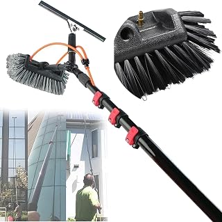 Window Cleaning Rod, Inlet Telescopic Brush with Squeegee for Cleaning Photovoltaic and Solar Panels / 12 M Rod / 50 Cm Brush Head,35cmbrushhead-5.4M/18FT