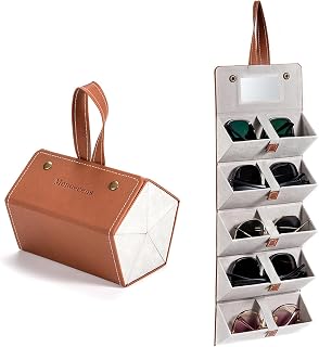 Sunglasses Organizer Case Travel Glasses Case Multiple Pairs Eyeglasses Storage Holder Box 5 Slot for Women Men