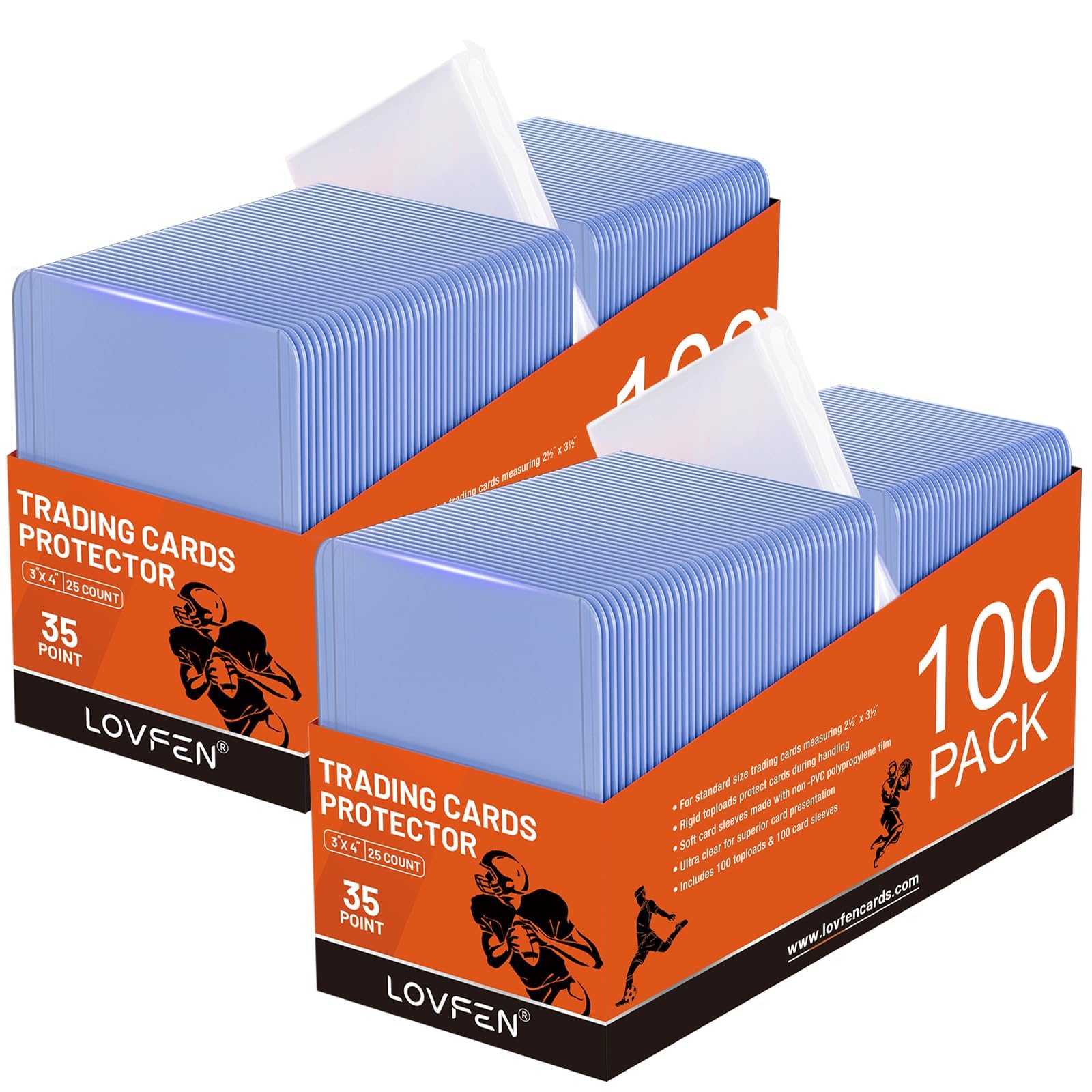 LOVFEN 400ct Card Protectors -200 Top Loaders 200 Penny Sleeves 3x4 Hard Card Sleeves Rigid Trading Cards Holders with Bend-Resistant, Rip-Proof Edges for Baseball, MTG, Football, Sports Cards