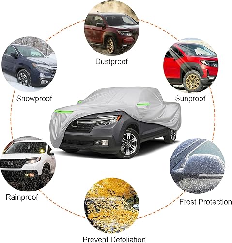 Miniatura 5 de Funda impermeable para camión, 6 capas de repuesto para Honda Ridgeline 2006-2023, fundas de automóvil para todo tipo de clima con puerta con