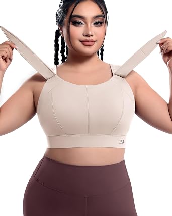 Adjustable High Impact Sports Bras Molded Cup Plus Size Bra for Large Bust Women Running Workout Gym Fitness