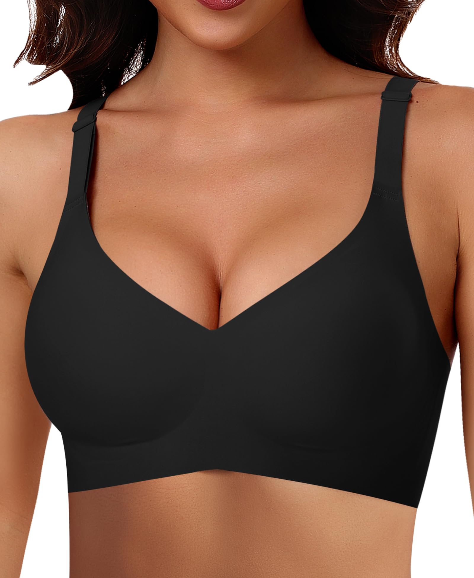 Ganado Damen BH Ohne Bügel Nahtloser BH Bequeme Weiche Glatte BHS Bügellose BHS Tiefem V-Ausschnitt Bralette Soft Bra Bustier