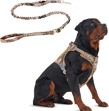 Auroth Tactical Dog Harness with Heavy Duty Dog Leash for Large Breed Dogs, No Pulling Reflective Dog Training Vest