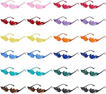 24 Stück Flammen Sonnenbrille Rave Brille Partybrillen Bunt