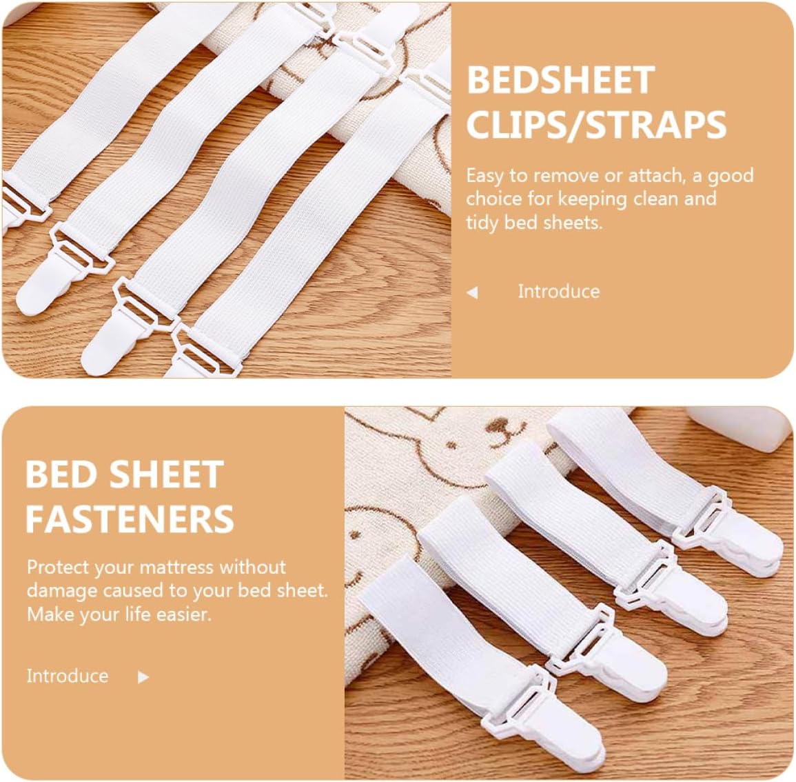 20pcs Bed Sheet Fasteners Adjustable Straps Non-Slip Clips for Mattress Tablecloths Covers Securely Holds Bedding for Neat Appearance Multi-Functional Use